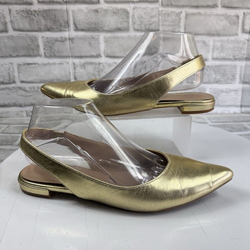 Madden Girl Deviin Women's Size 8 Gold Metallic Pointed Toe Slingback Flats